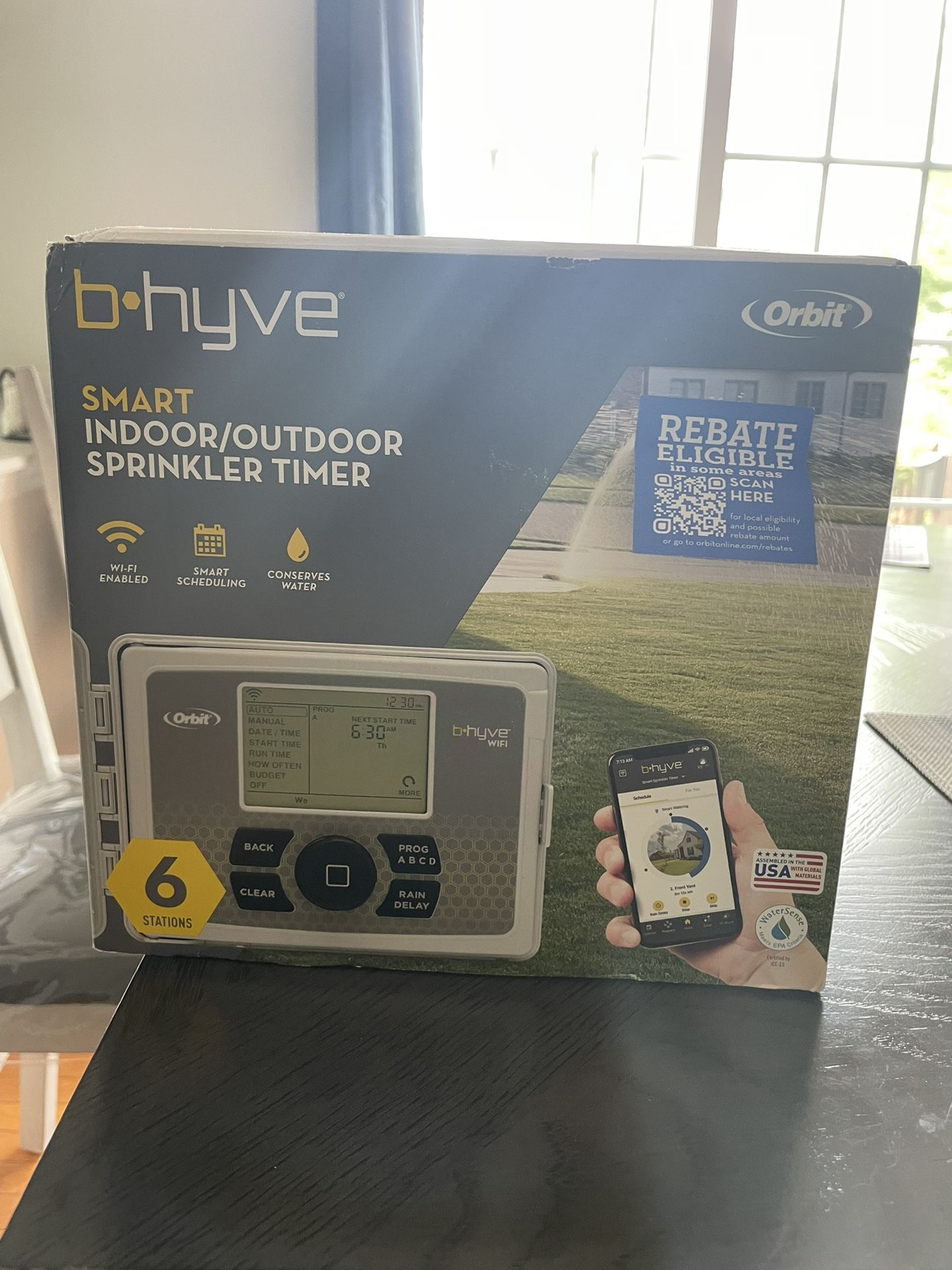 B-hyve 6-Zone Indoor/Outdoor Smart Sprinkler Controller, Works with Amazon Alexa (Model # 57946) - $80