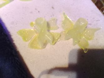 Yellow Glitter Resin Angel Figurines Set of 2