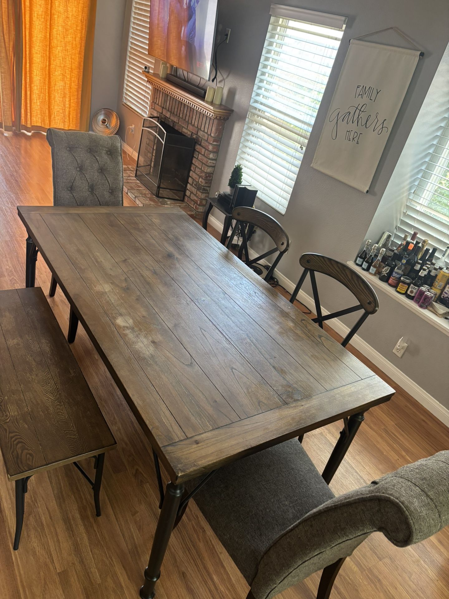 Ashley- Tripton Rectangular Dining Room Table in Medium + Chairs/Bench