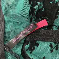 Green and Black Lace Harness Teddy