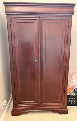 Dark Cherry Wood Wardrobe Armoire Storage Closet