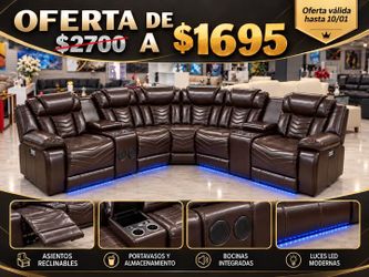 ¡Oferta! Seccional Reclinable Eléctrico Brown
