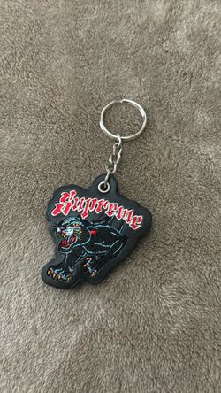 Supreme Embroidered Leather Panther Keychain