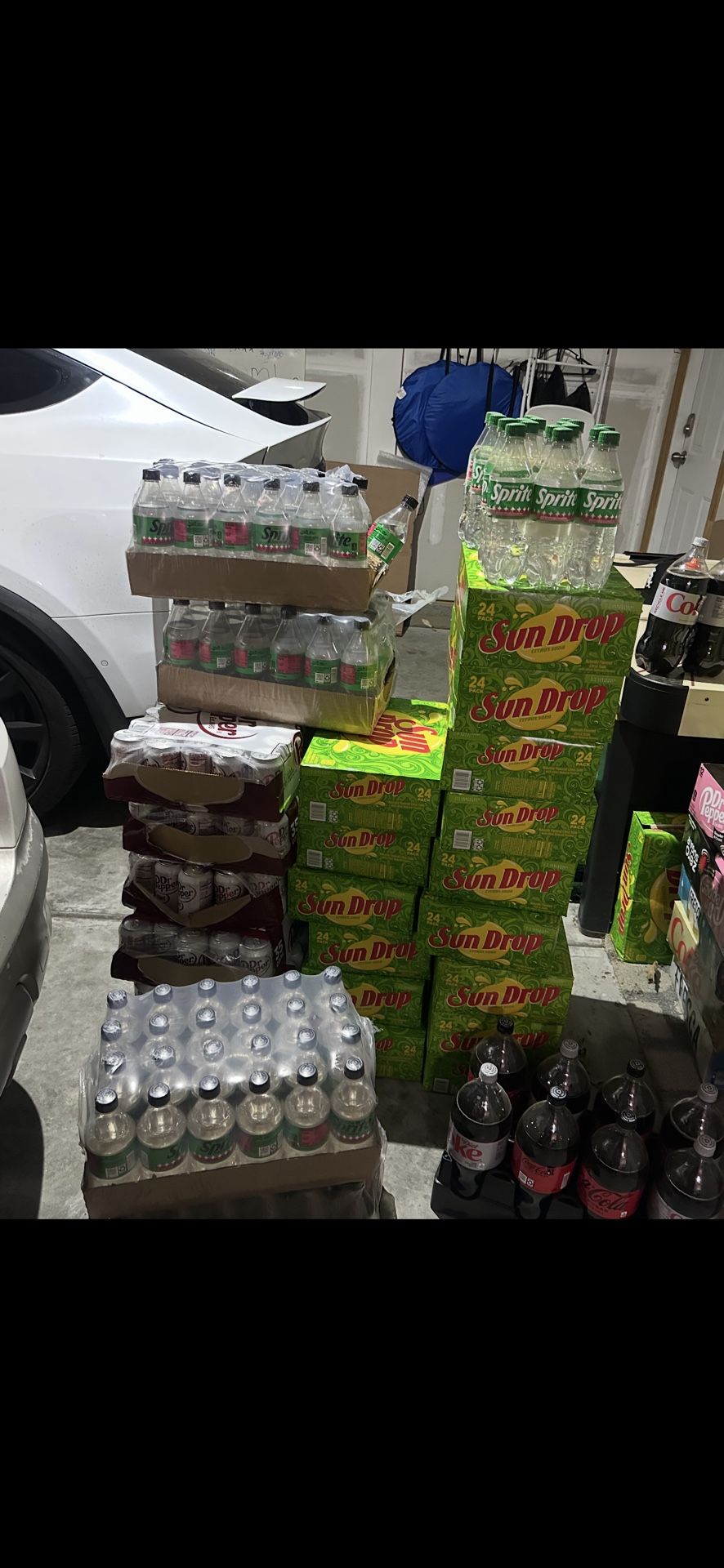 15 cases of Sundrop , 5 Cases of Diet Dr.Pepper , 7 cases of Sprite Cranberry Zero , 8-2Liters