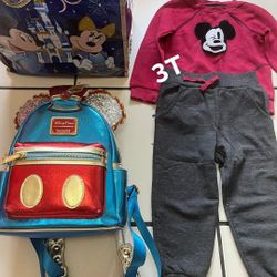 Disney Loungefly Bookbag + Disney Outfit SIZE 3T 