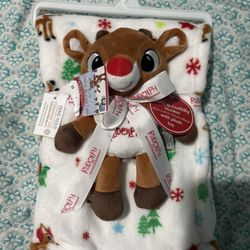 Rudolph the Red-Nosed Reindeer Blanket and Plush Toy Set
