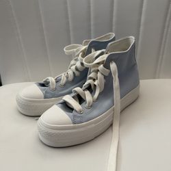 LIMITED EDITION platformed baby blue converse