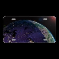 License Plate Novelty Car Front Earth Planet Space Universe