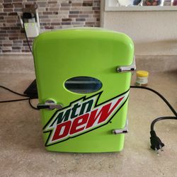 Mountain Dew Mini Fridge/ Will Fit 4 Cans/ Works Great 