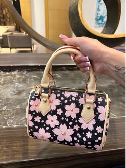 Pink cherry blossom flower handbag