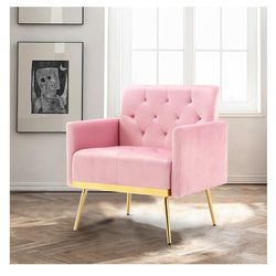 Set of 2 Pink Velvet Accent Chair (Good Condition)