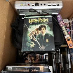 Big Lot Box Of DVDs Movies And DVD Player Kids Adults Bond Wayne Harry Potter And Etc 