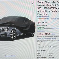Car Cover Thick 7 Layer 1 Month Old SLK Mercedes 