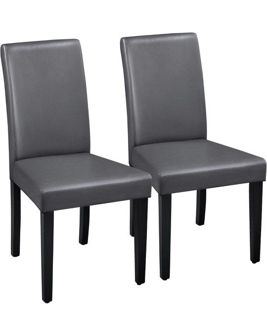 Dining Chairs Set of 2 Faux Leather Modern Dining Room Chairs with Rubberwood Legs and Padded Seat