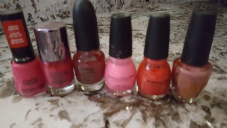 Six bottles nail polish