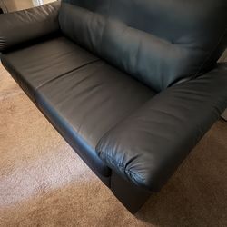 Black Faux Leather Loveseat / Small Couch – 64”