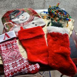 Christmas  Stockings ,pillow Cover,lights All In Pic. 