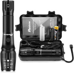 PHIXTON Rechargeable Handheld Flashlight High Lumens, USB C Chargeable LED Flashlight, Bright Strong Flash Lights, Adjustable Focus, 5 Modes