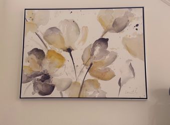 Gray & Yellow Watercolor Floral Canvas – Burlington Wall Ar