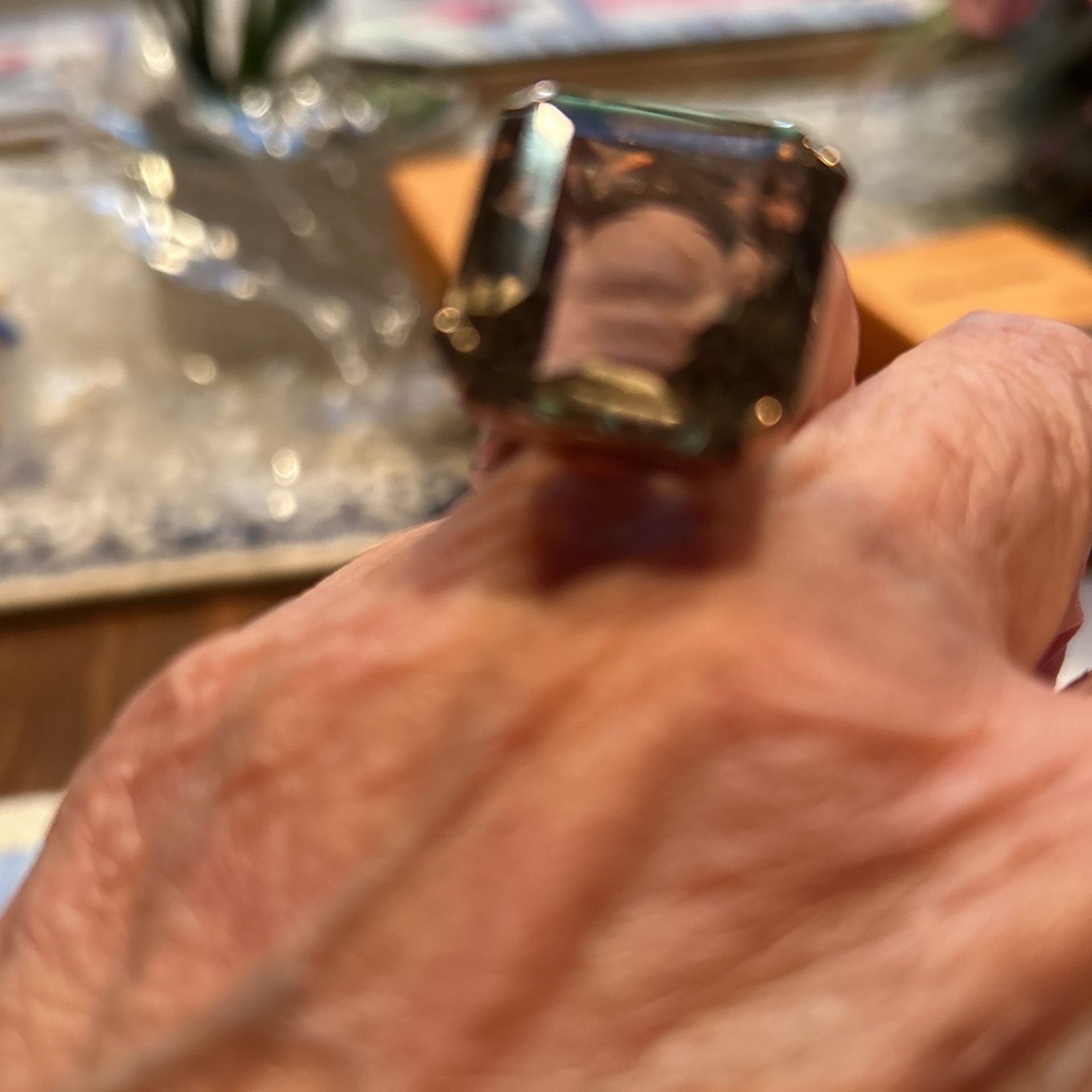 Gorgeous 1.25” Smokey Quartz Emerald Cut Stone In 14K Gold!
