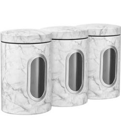 New W Home Kitchen Canisters Food Storage Kitchen Canisters Set of 3, Marble White