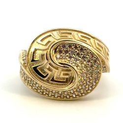 Woman’s Ladies 14k Yellow Gold CZ Cubic Zirconia Greek Key Swirl Ring Size 8 GP3126493