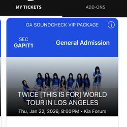 TWICE VIP GA TICKETS - 1/22