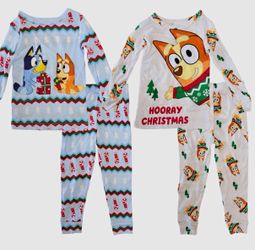 New Bluey Christmas Pajamas 4T 4 Piece Set