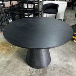 Retro Round Dining Table, Minimalist Elegant Table for Living Room, Dining Room, Black