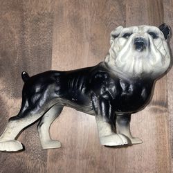 Antique Vintage Wrought Cast Iron French Metal Bulldog figurine collectible Piggy bank