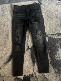 Ksubi Black Pattern Cross Embroidered Ripped Jeans