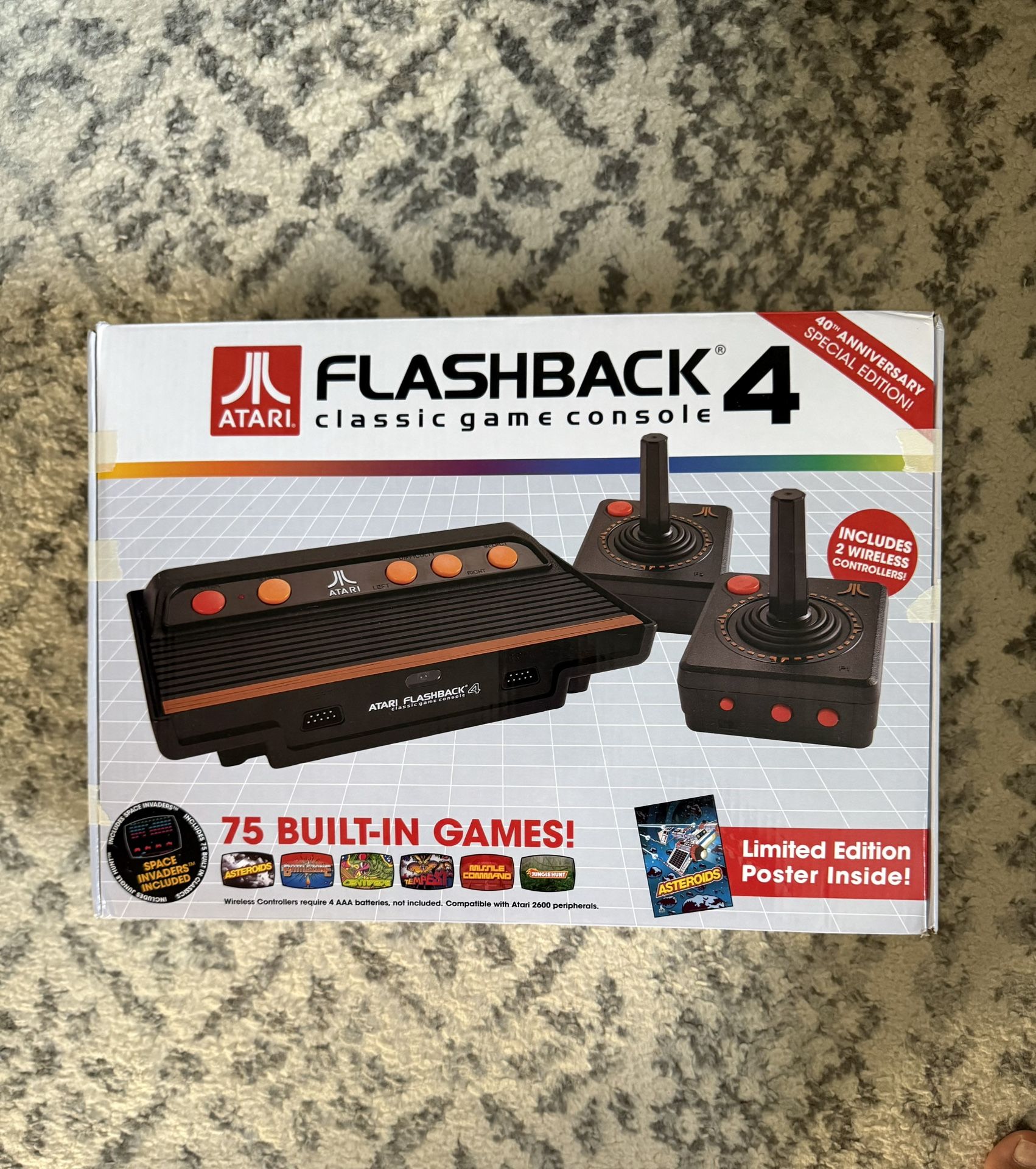 🎮 ATARI FLASHBACK 4 - 40th Anniversary Edition! 🎮 Classic Game Console – 75 Built-In Games! | CIB | LIMITED EDITION POSTER