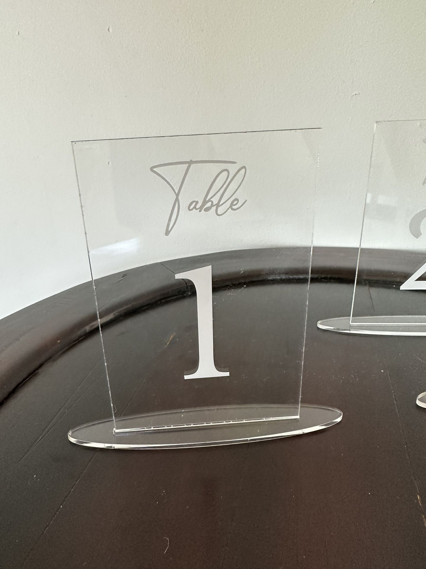 Lucite Table Numbers 1-20 Available $3 Each