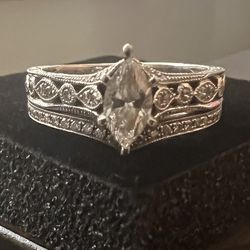 White gold vintage inspired Diamond Ring Set 