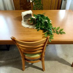 Wood Kitchen Table Set w/ 2 Chairs + Free Plant – Must Go Today! (60” x 30”)