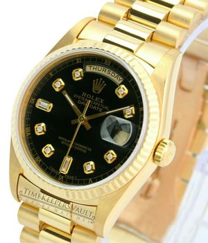 Photo Rolex Day-date 18038 Black Diamond Dial 18k Yellow Gold Automatic Men's Watch
