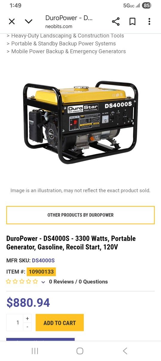 DuroStar Generator 4000 Watts