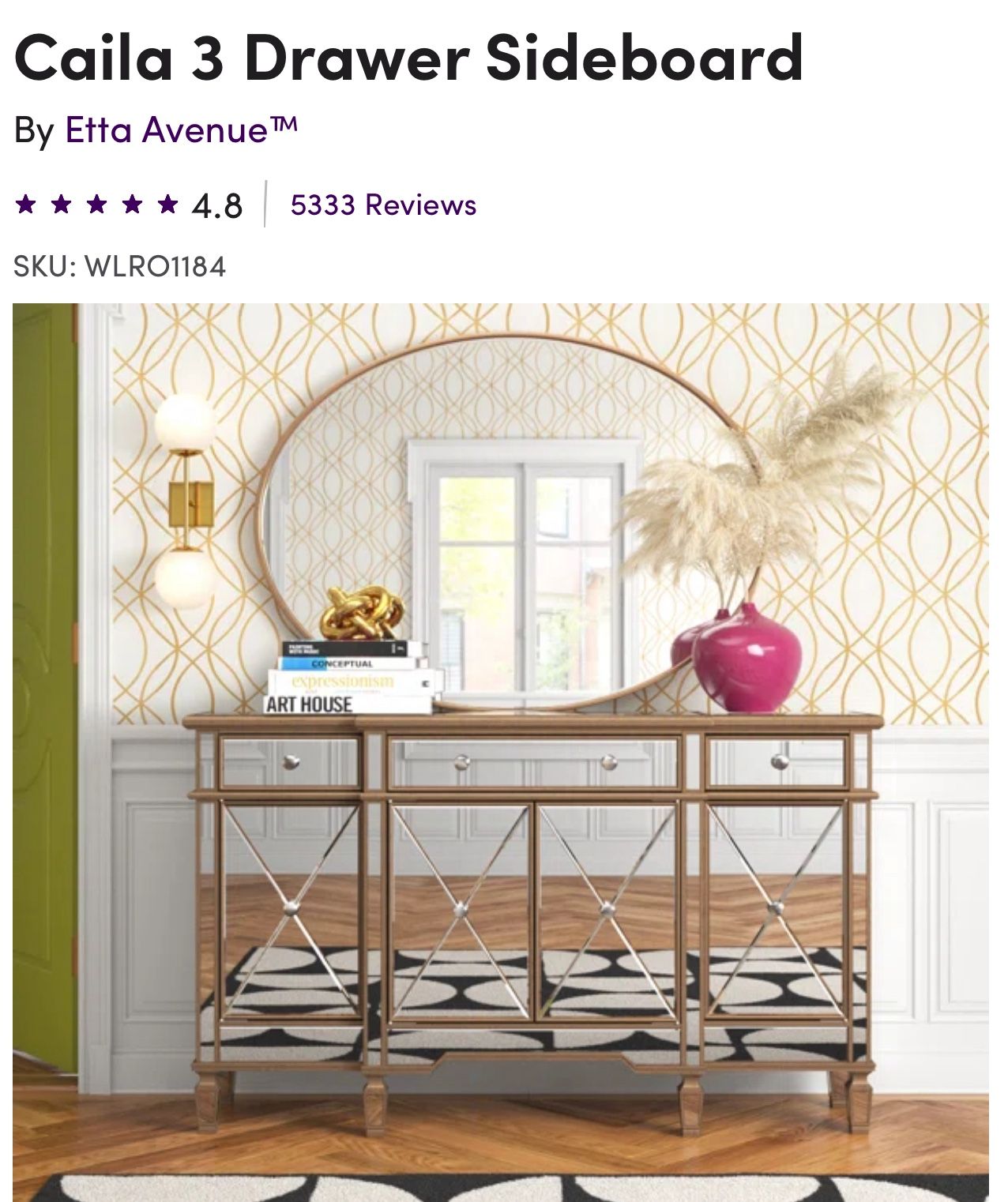 60” Wide 3 Drawer Sideboard