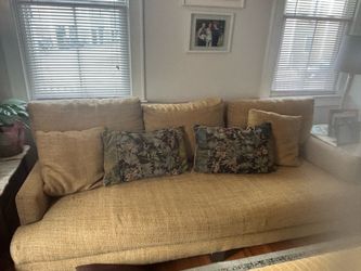 Burlap/Tweed sofa