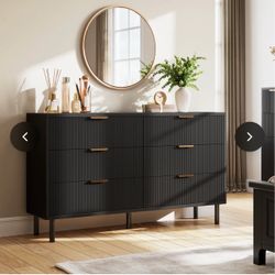 Garvee Wave Fluted 55" Wide 6-Drawer Double Dresser -