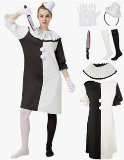 Halloween black and white clown costume