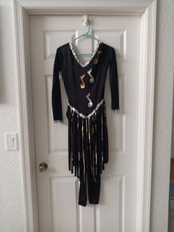 Vintage size medium adult Rock n Roll stretchy costume with good and silver sequence musical symbol