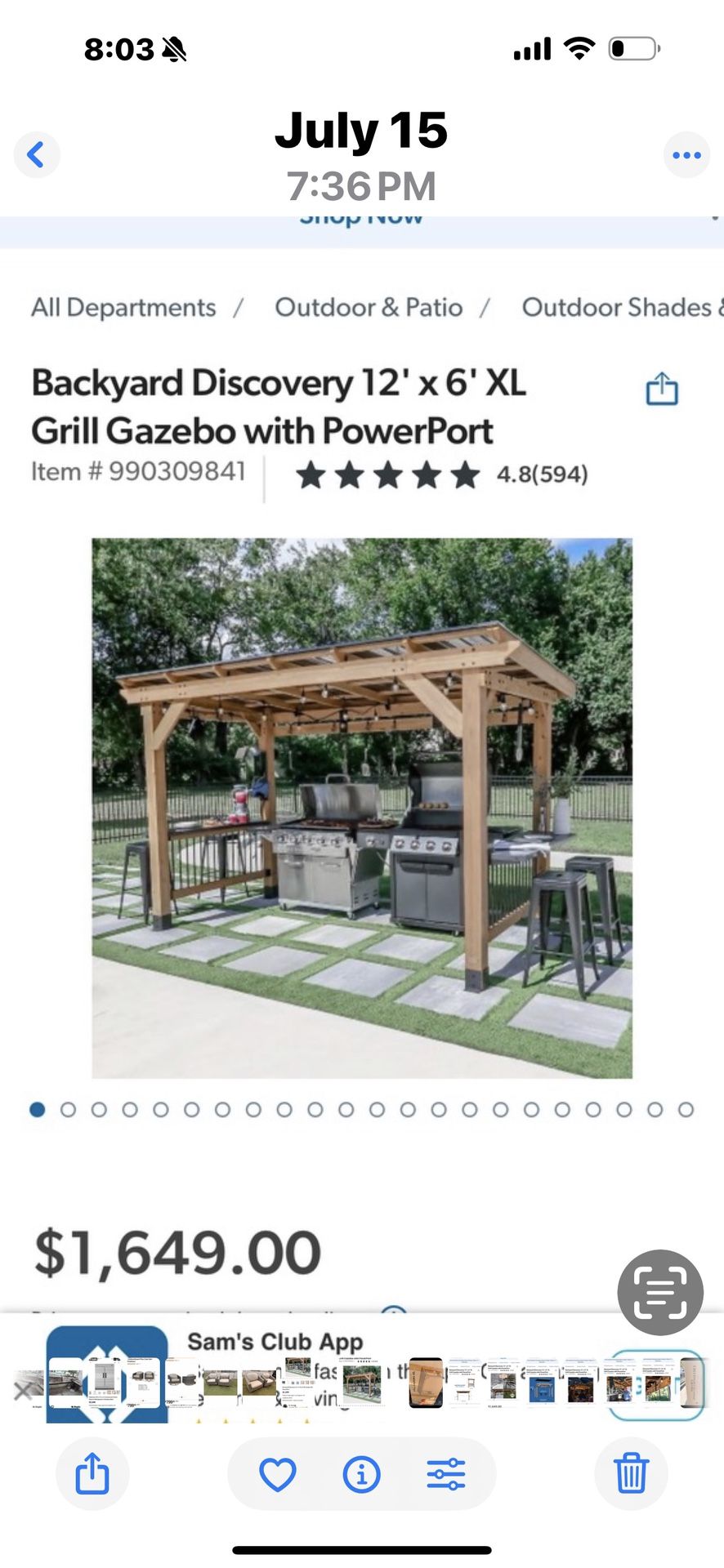 Backyard Discovery 12' x 6' XL Grill Gazebo 