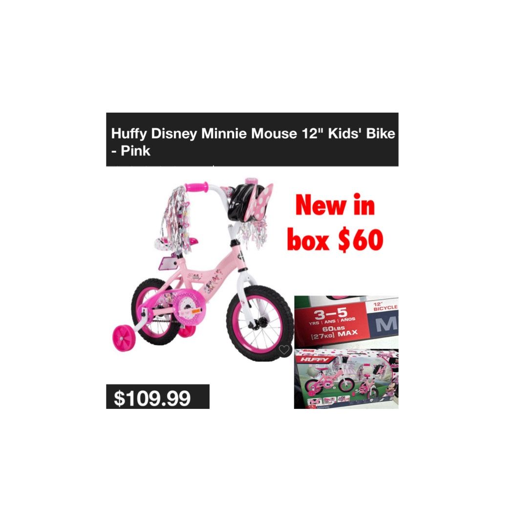 New in box mini mouse 12”girls bike $60 cash only east Palmdale