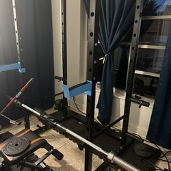 Weight Set And Power Cage. 