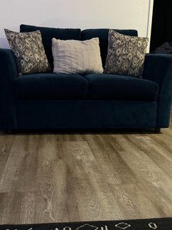 Navy Blue Velvet Loveseat Sofa and Couch