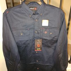 ARIAT FRC VENT TEK NAVY BLUE BUTTON UP SHIRTS 