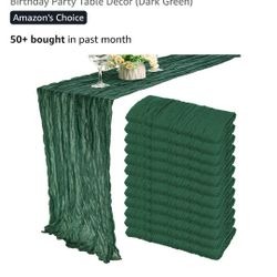 12 Pack 10Ft Cheesecloth Table Runner 35x120 Inch Boho Gauze Table Runner Rustic Cheese Cloth Long Romantic Table Runners for Wedding Bridal Shower Bi