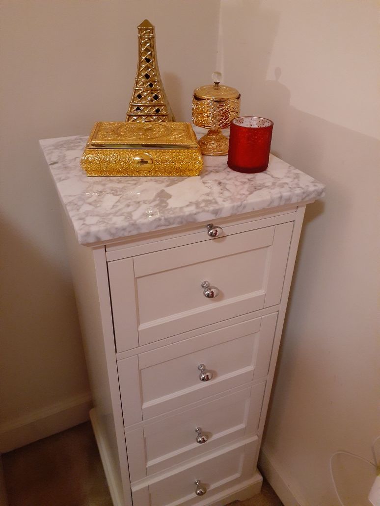 Marble top drawer white