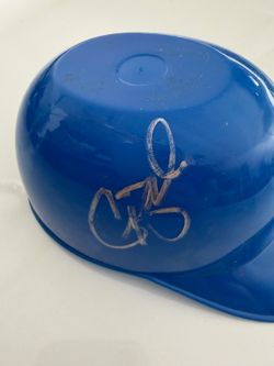LA dodgers mini helmet signed by Casey Blake   Autograph in silver sharpie marker